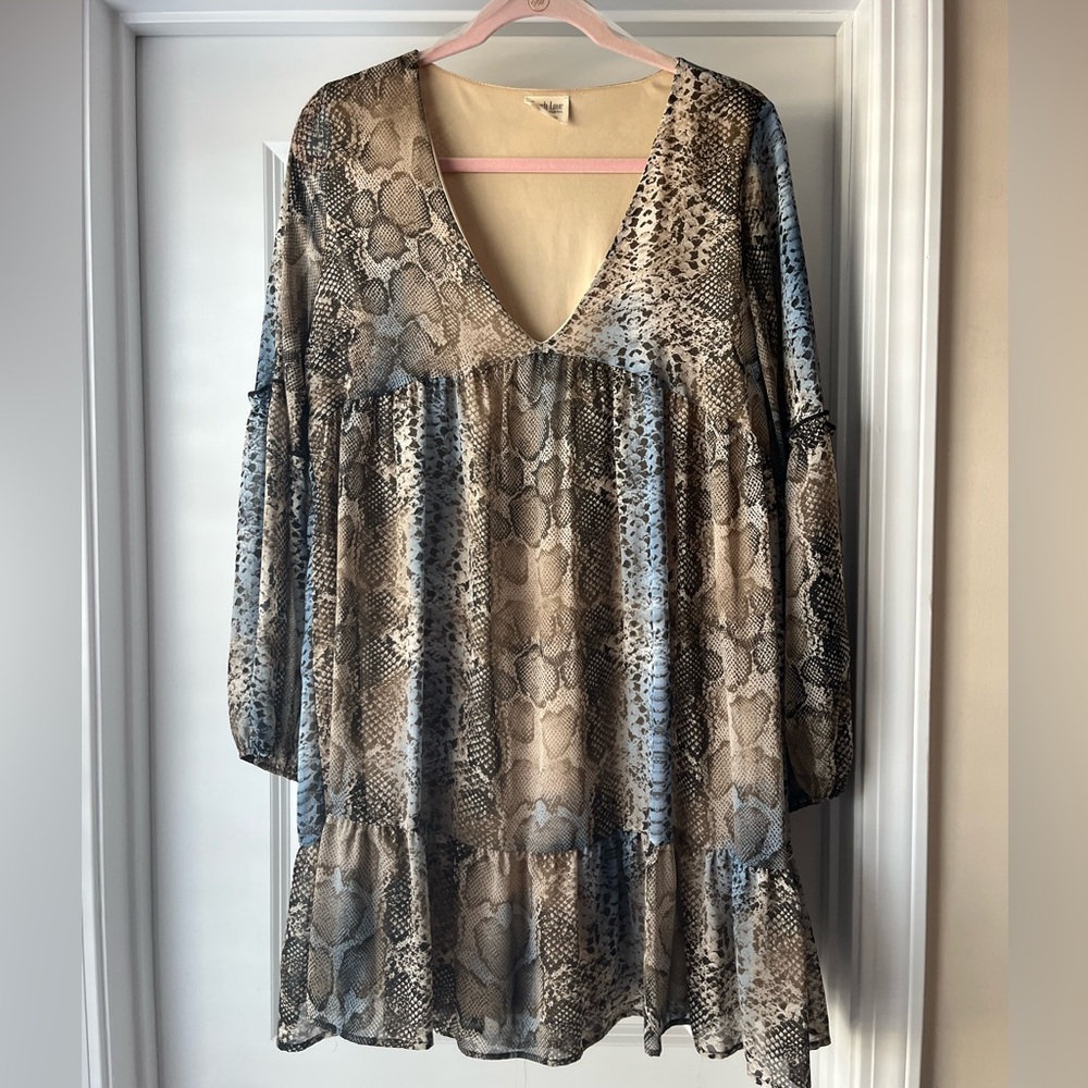 Peach Love California Snake Print Mini Dress